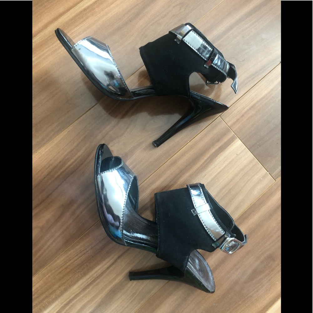 Silver black heels